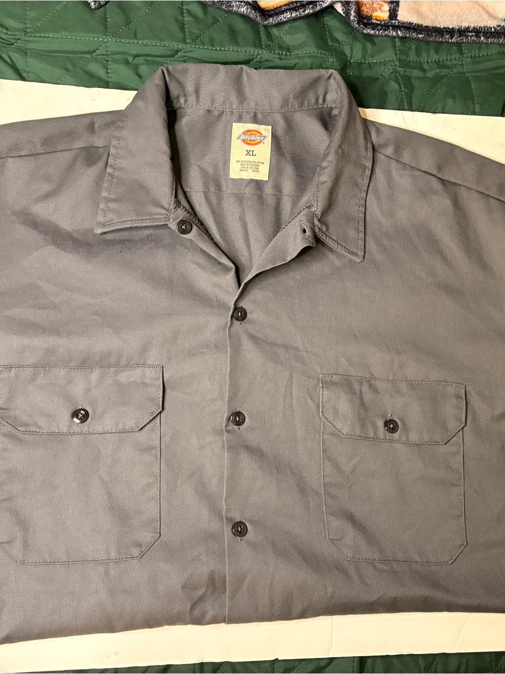 Dickies Men's Gray Button-Down Work Shirt